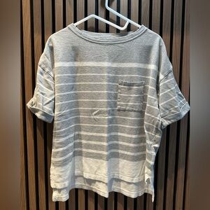 Striped Gray and White Short Sleeve Top